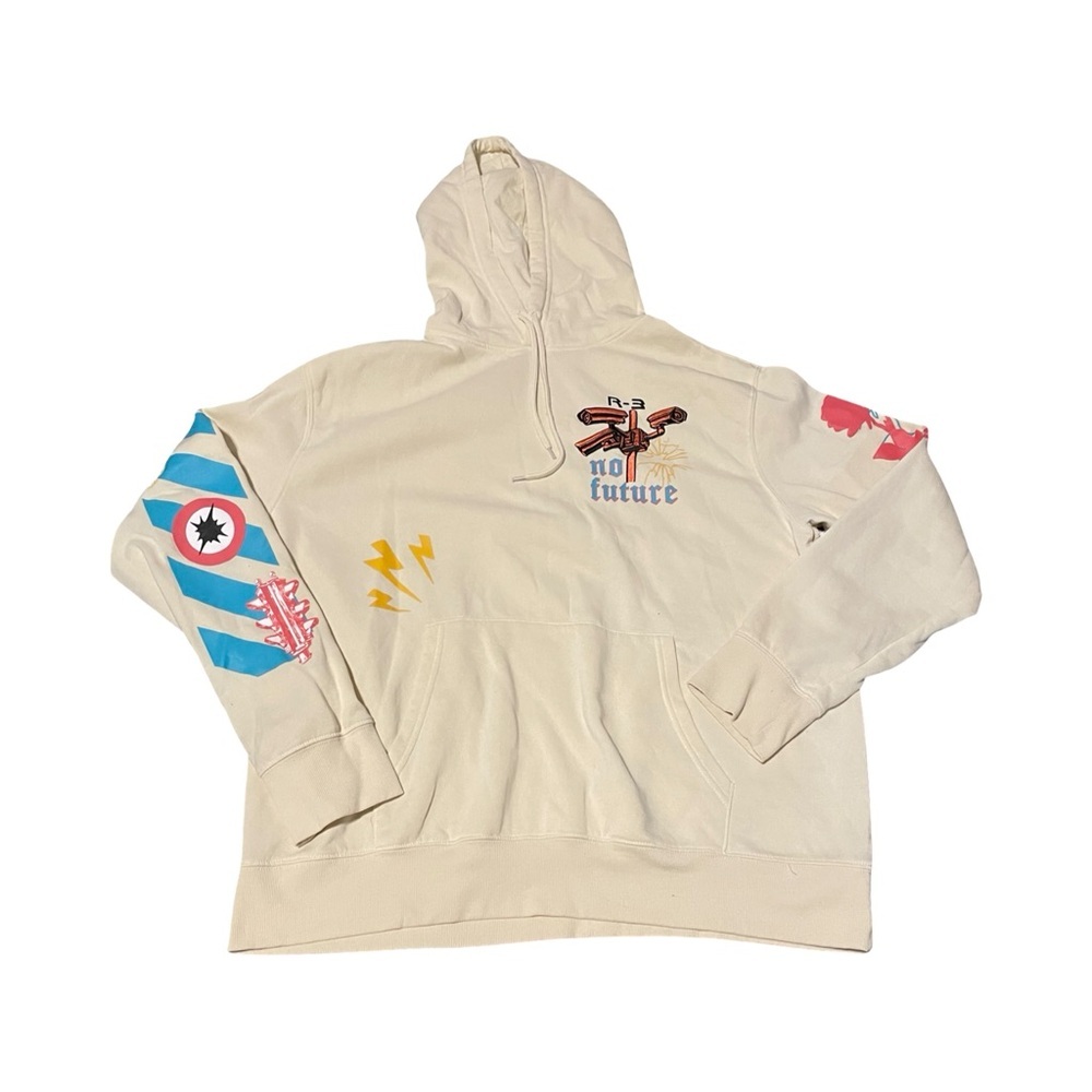 Japanese Anime Graphic XL Men's Hoodie, Urban Man Street wear, Cream Color, NWOT